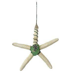 Wire Wrapped Pencil Starfish with Sea‎ Glass Christmas Ornament or Suncatcher